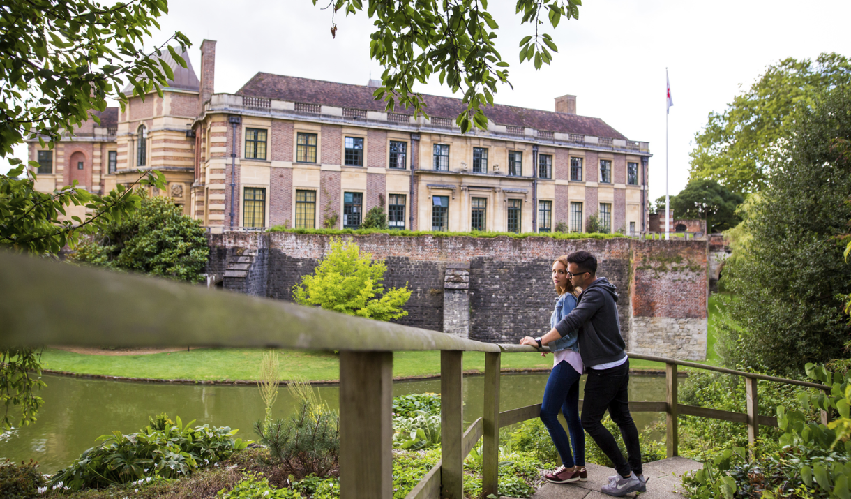 A couple enjoy the view at Eltham Palace